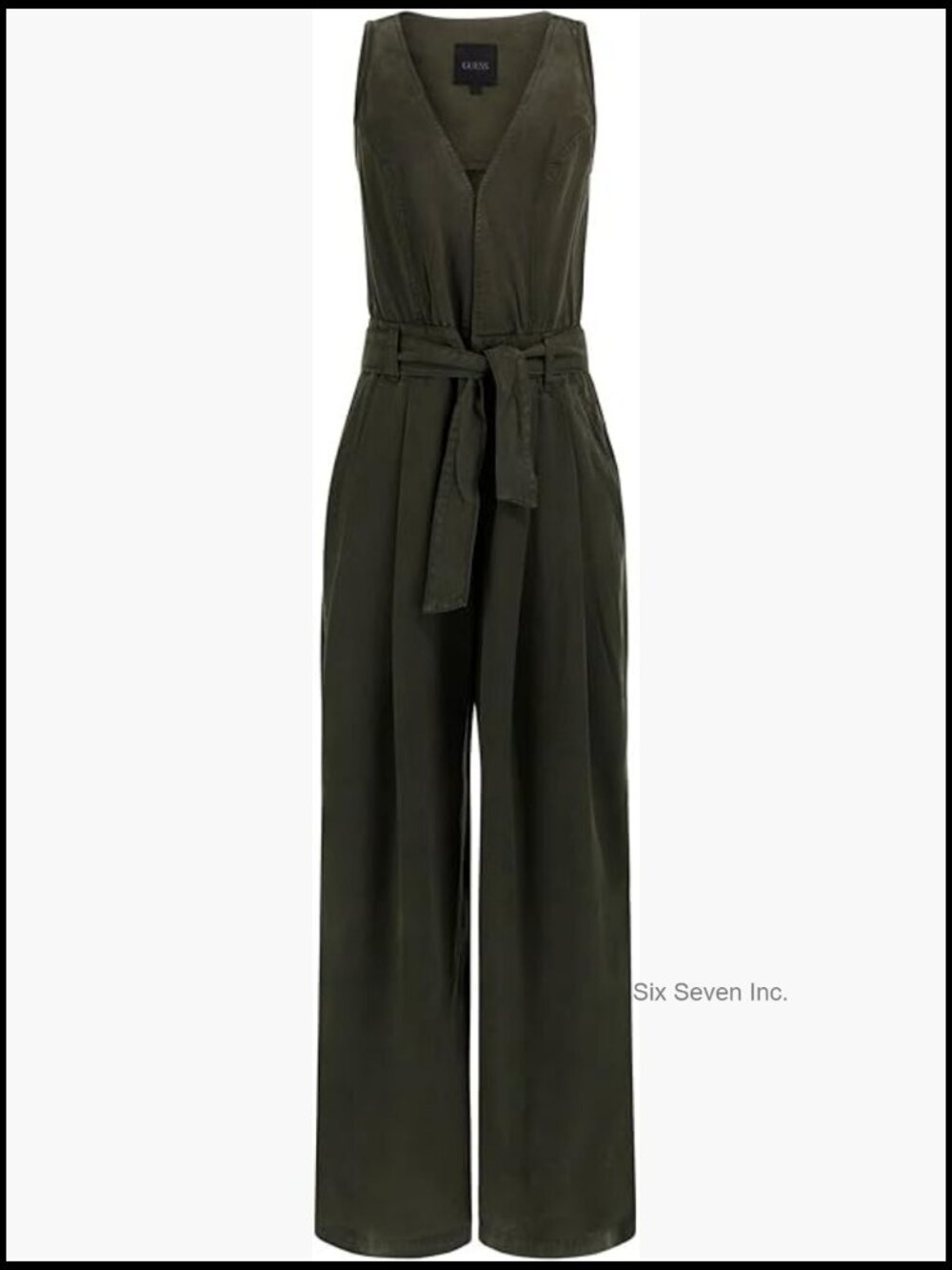 Sleeveless V-Neck Jumpsuit with Tie Belt and Pockets